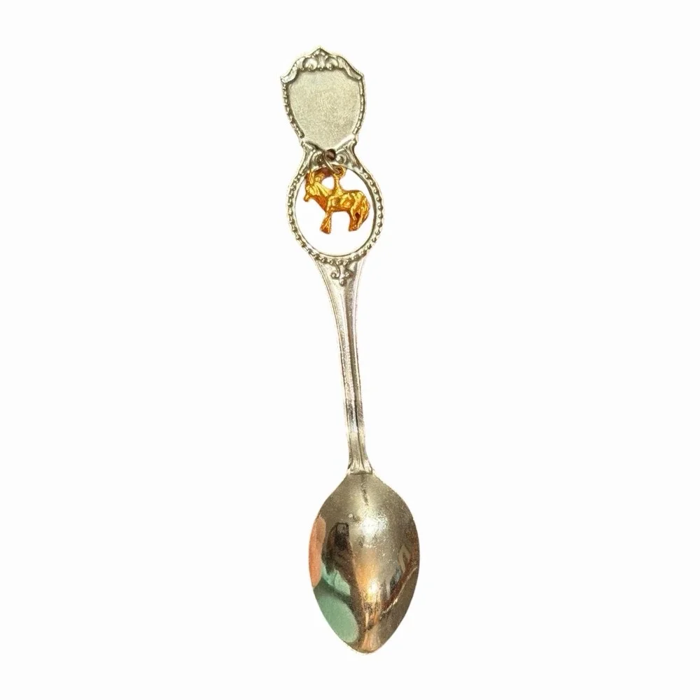 Vintage Bryce Canyon National Park Utah Souvenir Spoon Goat Charm Silver Tone